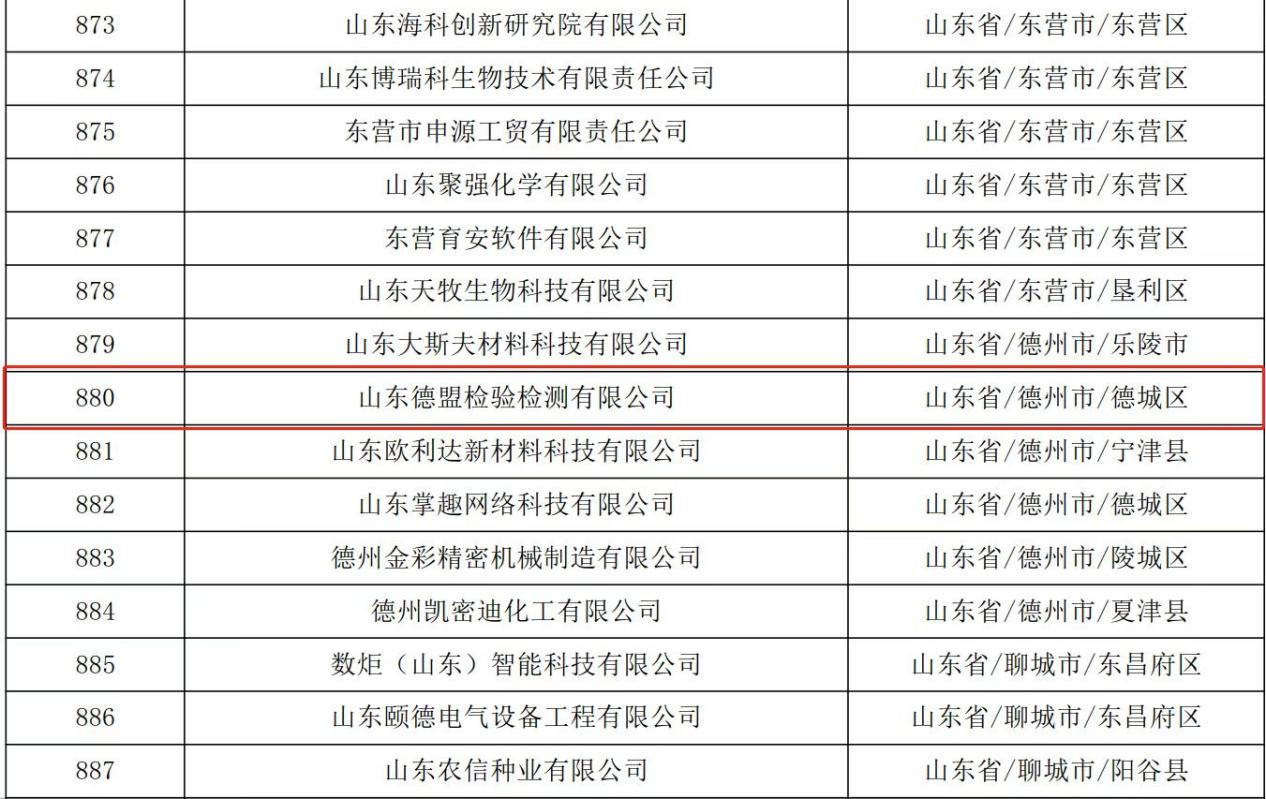 【喜報】德盟檢測公司入選山東省2023年科技型中小企業(yè)