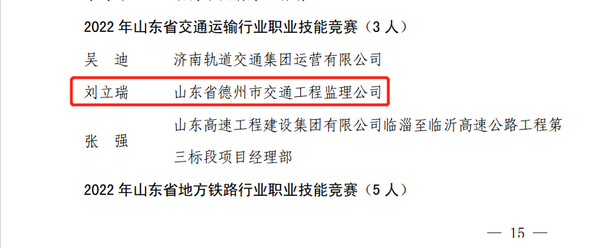 【喜报】智钧项管公司刘立瑞荣获“山东省技术能手”荣誉称号