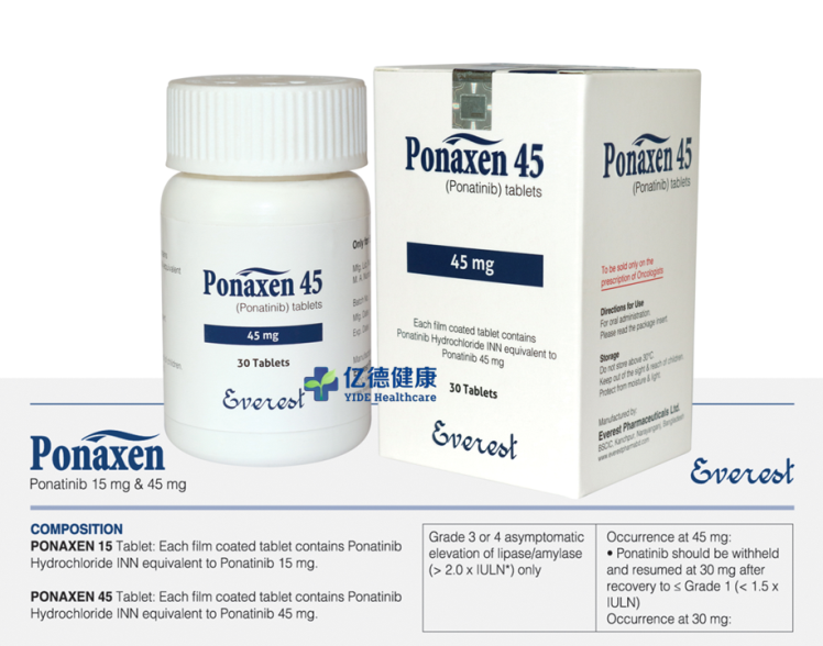 普纳替尼(Ponatinib)用于治疗既往治疗过慢性期慢性粒细胞白血病临床试验的不良反应