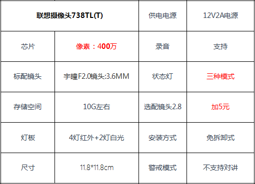 联想摄像头738TL(T)