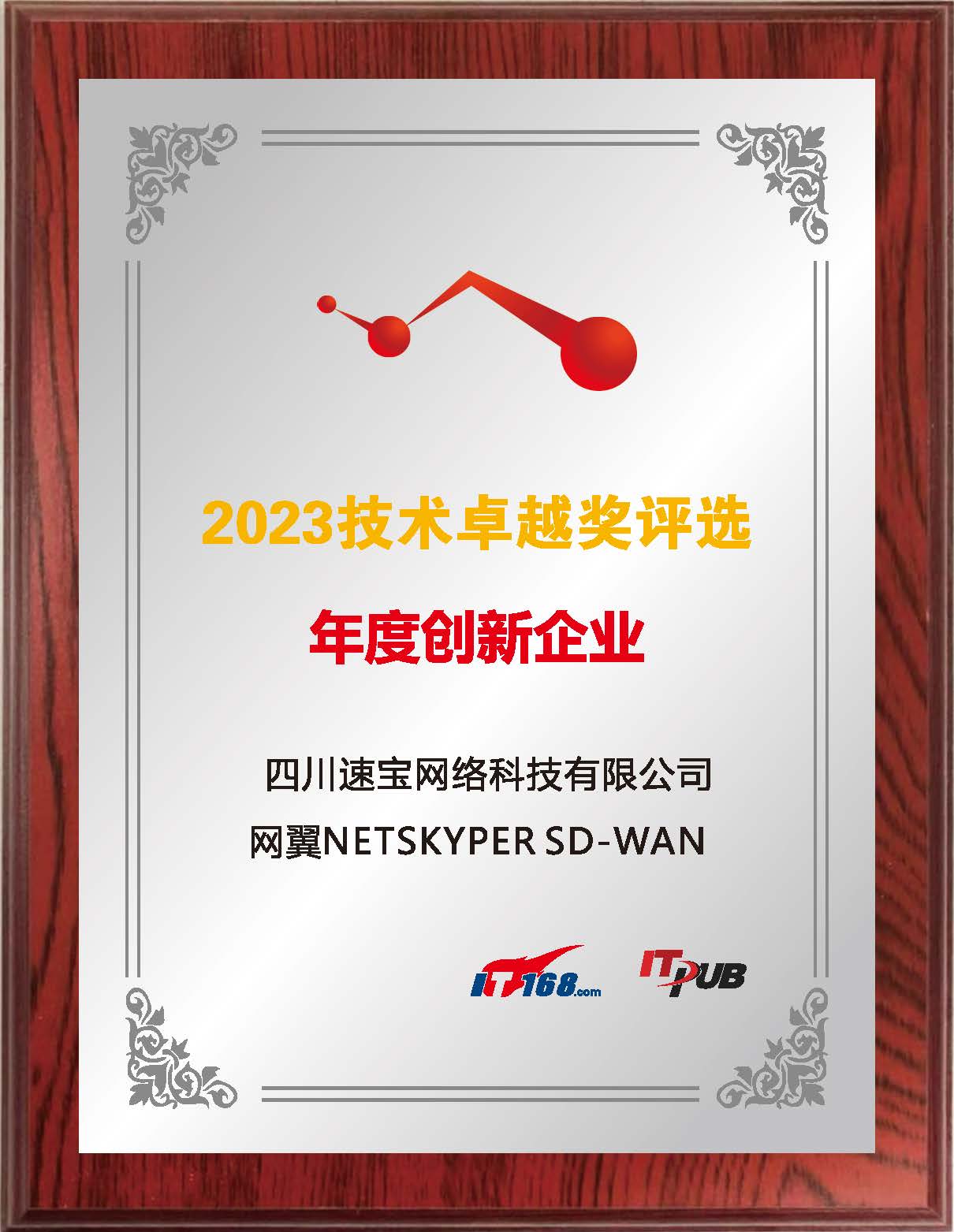 科技新动力丨速宝科技“网翼NETSKYPER”荣获IT168年度创新企业奖