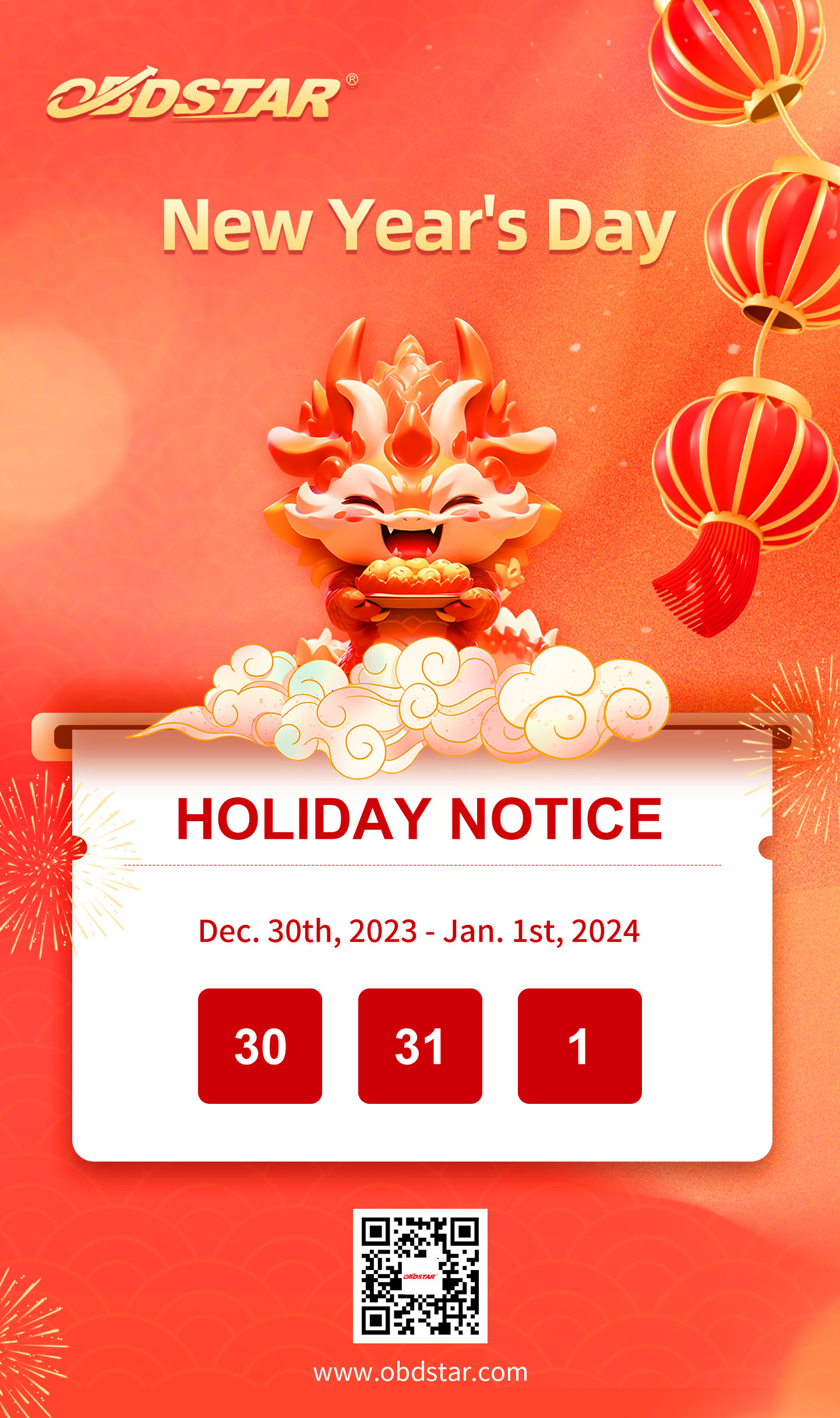 2024 New Year Holiday Notice