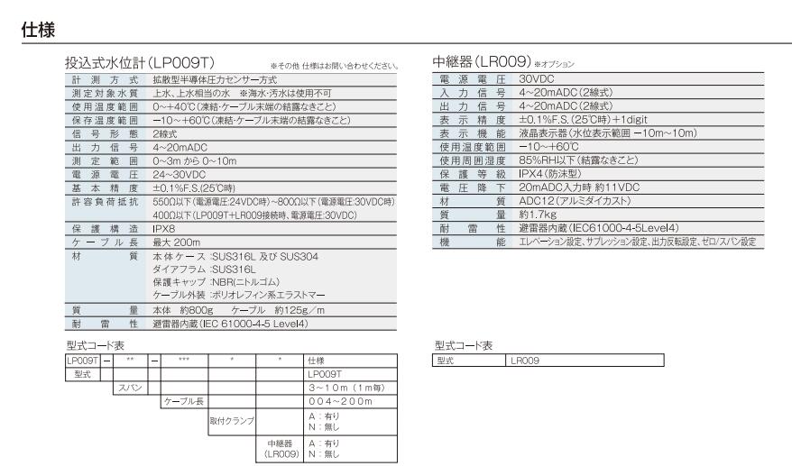 AICHITOKEI爱知時计电机浸入式水位计LP009T