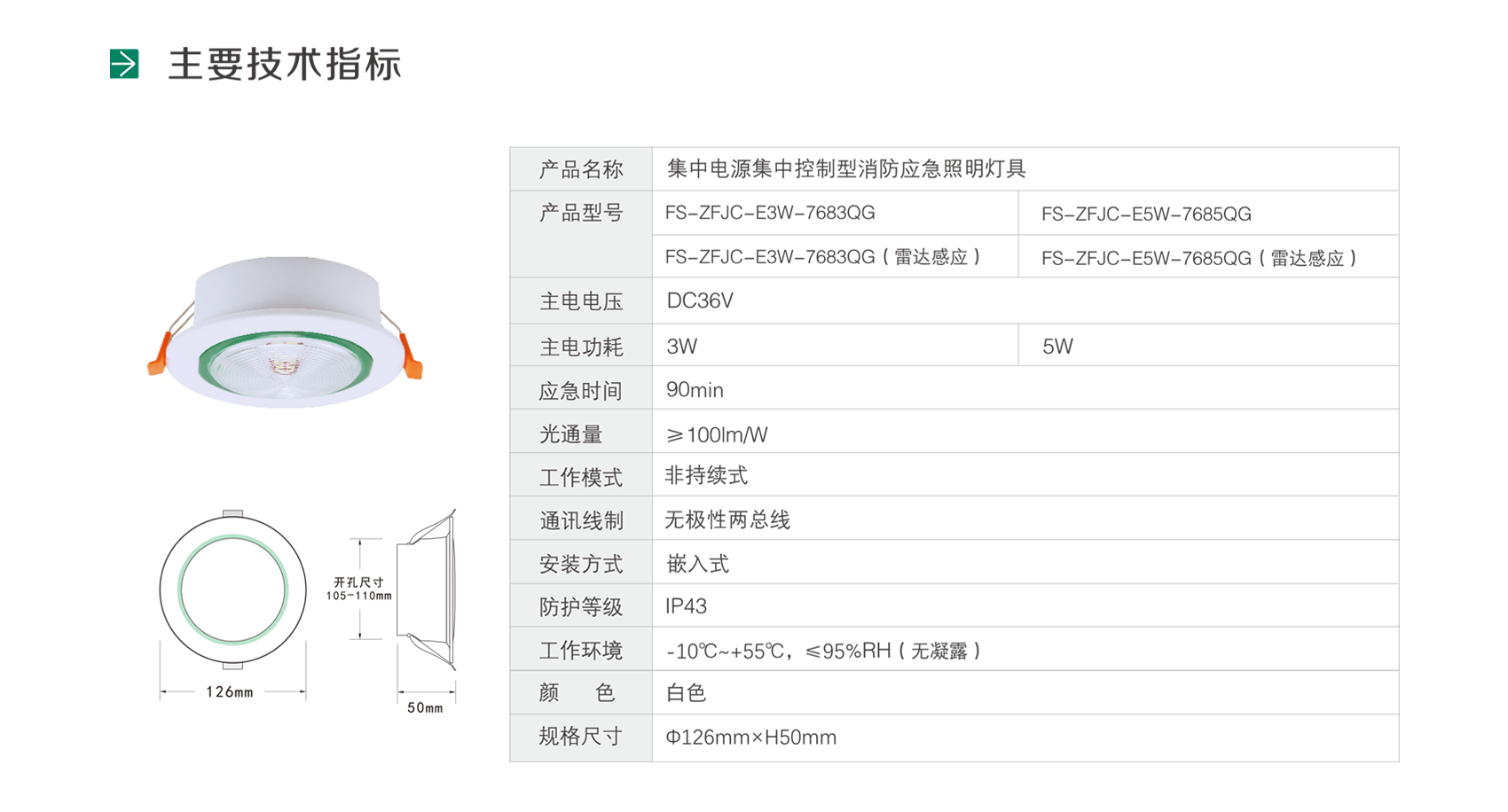 集中电源集中控制型消防应急照明灯具