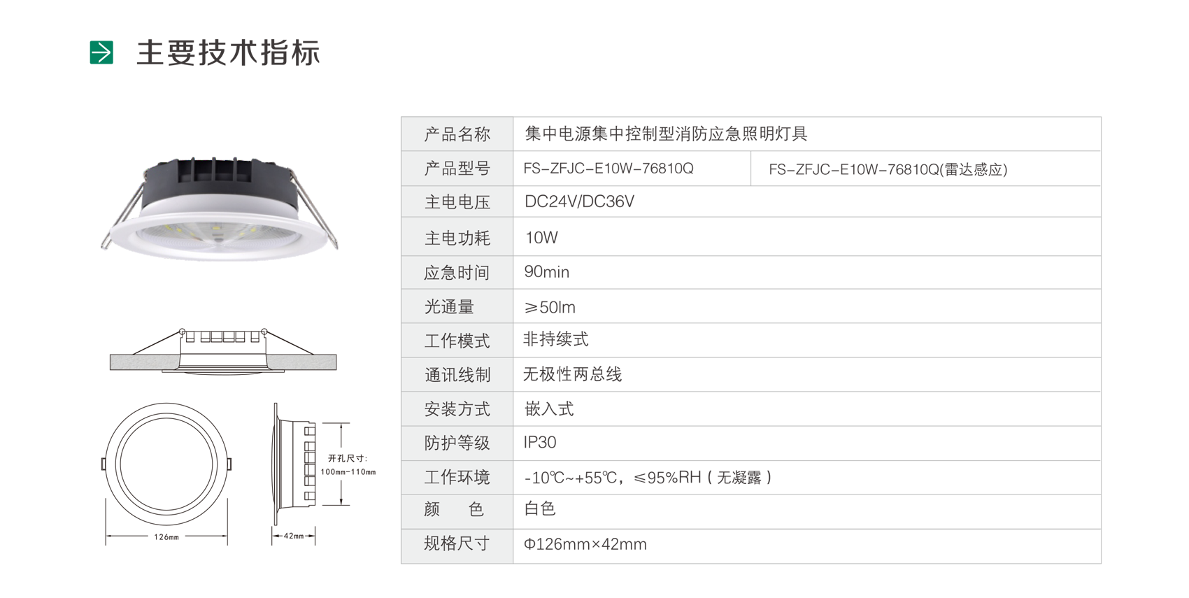 集中电源集中控制型消防应急照明灯具