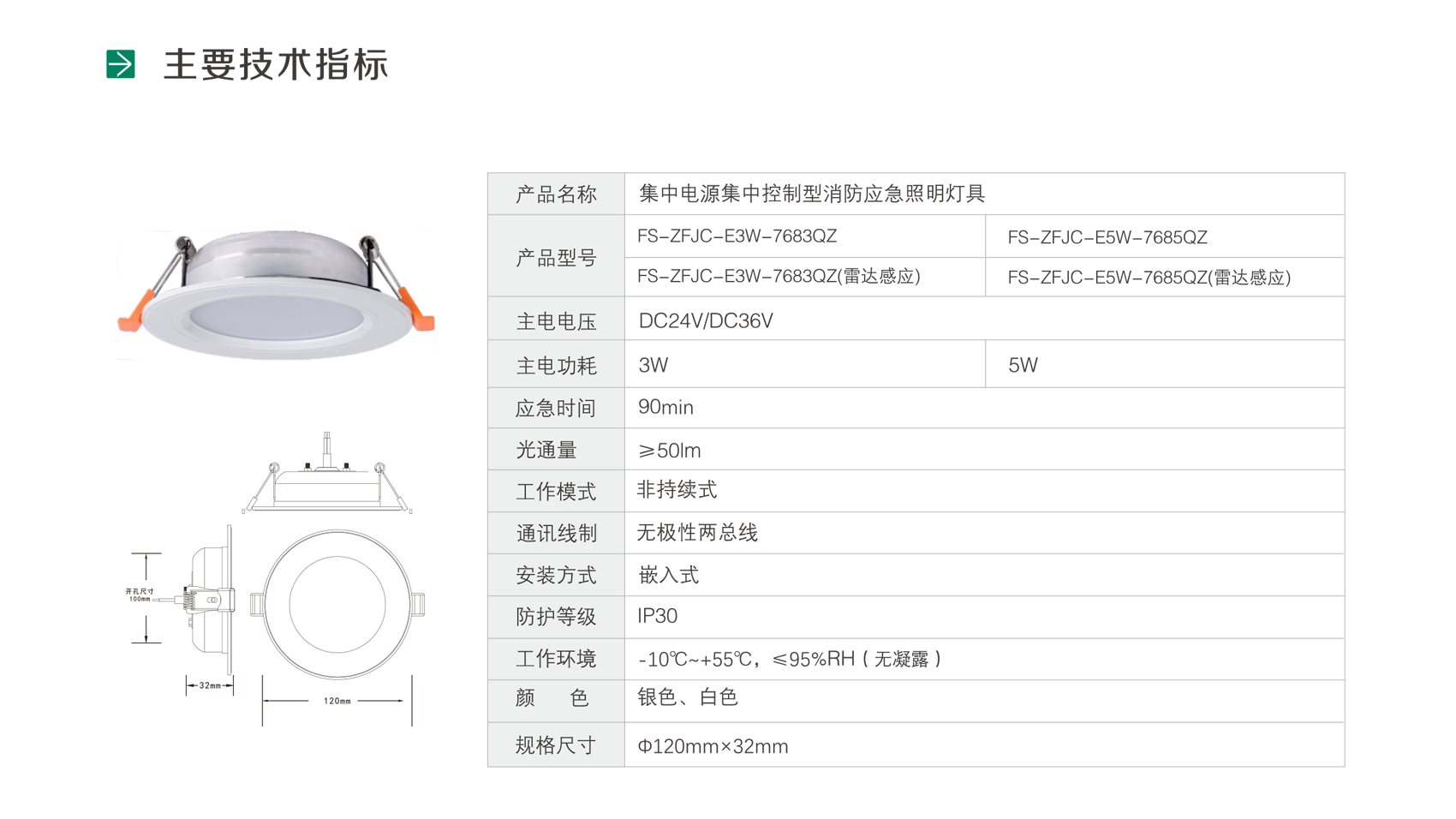 集中电源集中控制型消防应急照明灯具