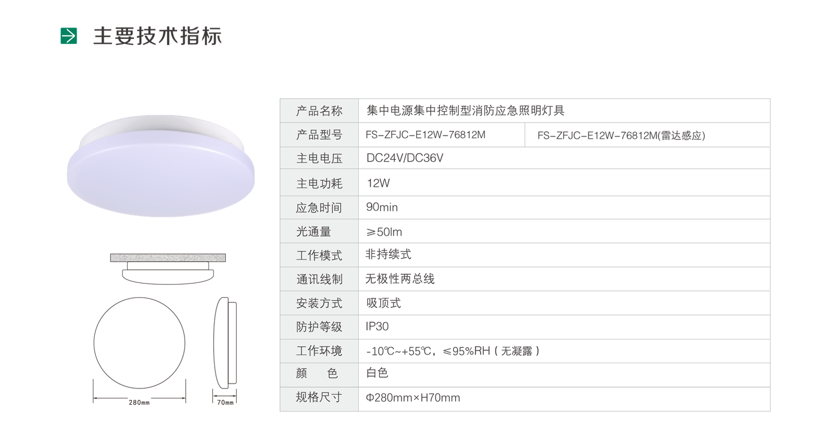 集中电源集中控制型消防应急照明灯具