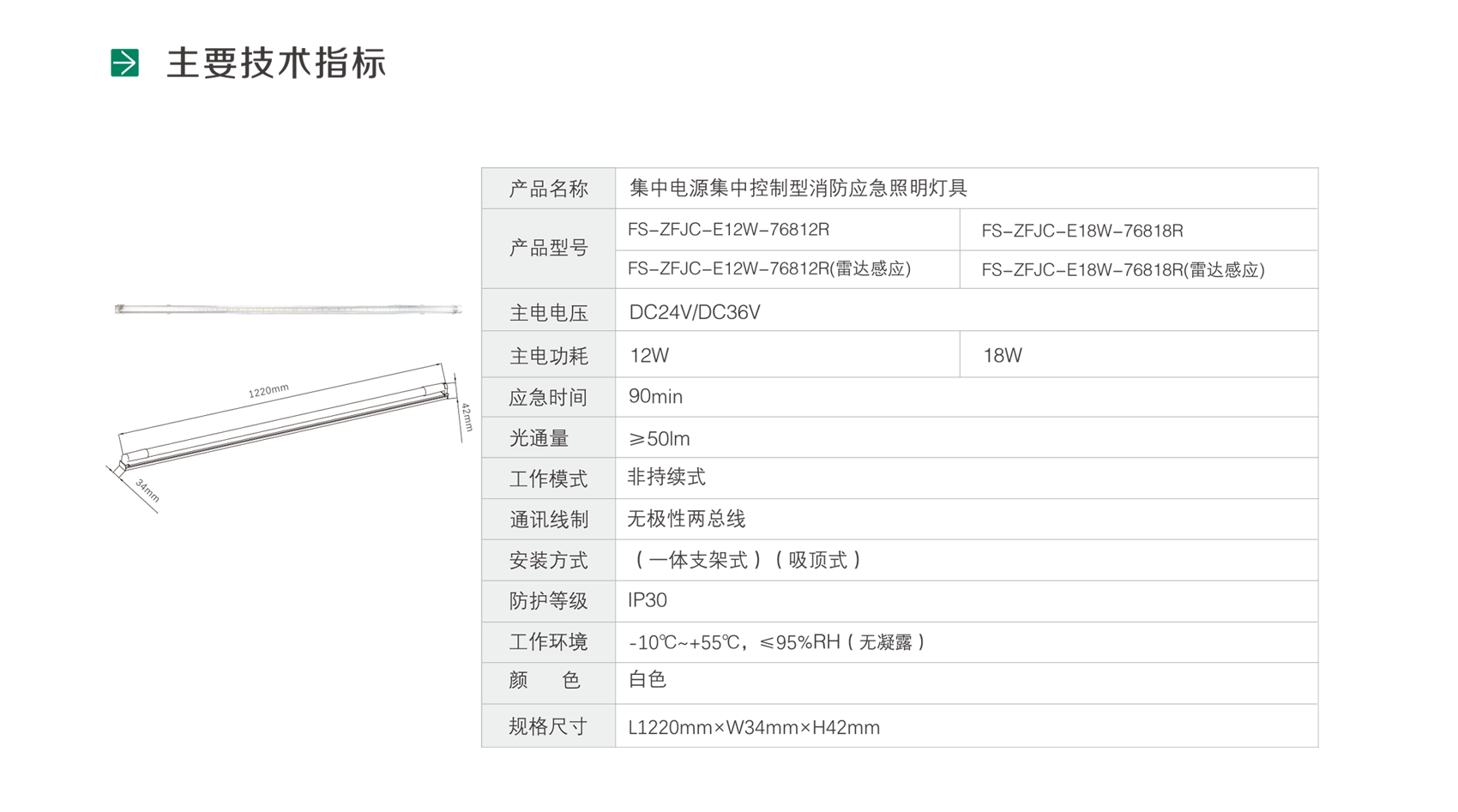 集中电源集中控制型消防应急照明灯具