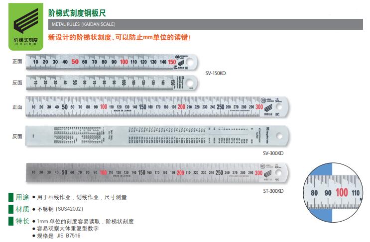 SK新泻精机直尺SV-150KD阶梯式刻度钢板尺