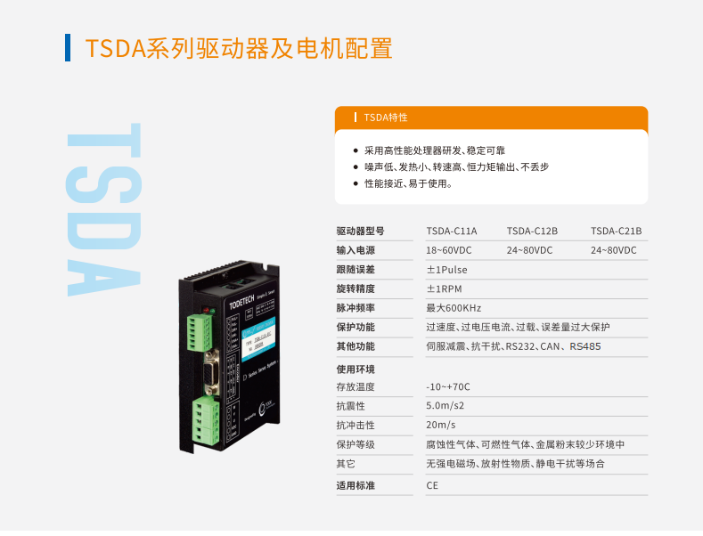 TSDA系列驱动器及电机配置