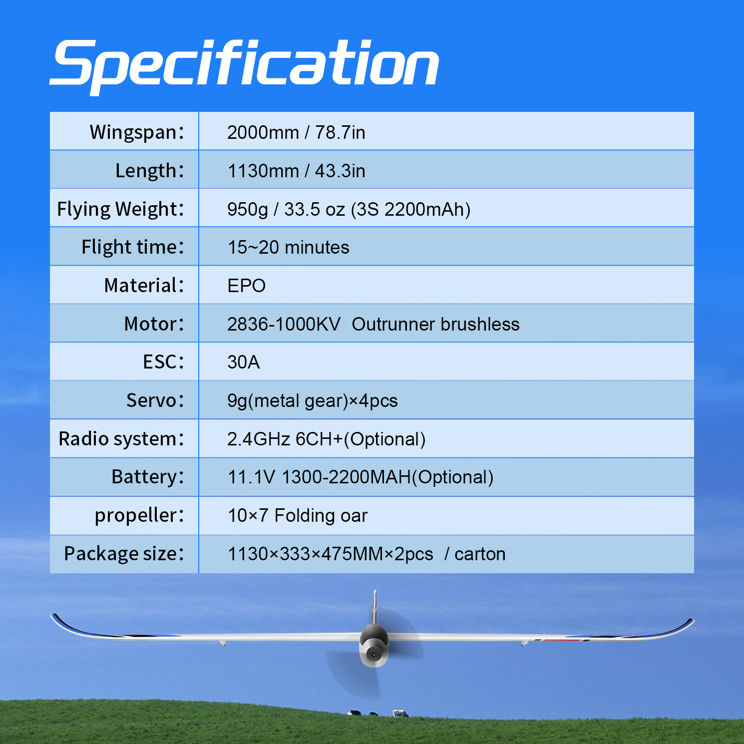 TOP RC HOBBY 2000mm TG2000