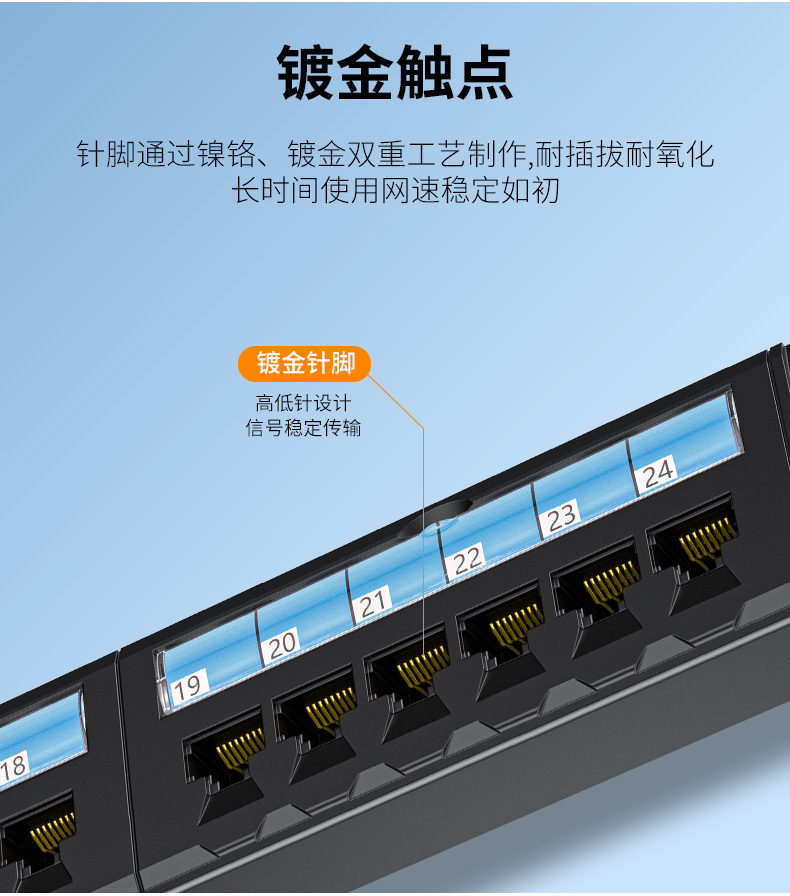 【P915】晶华超六类网络配线架24口（国标保测）带理线架