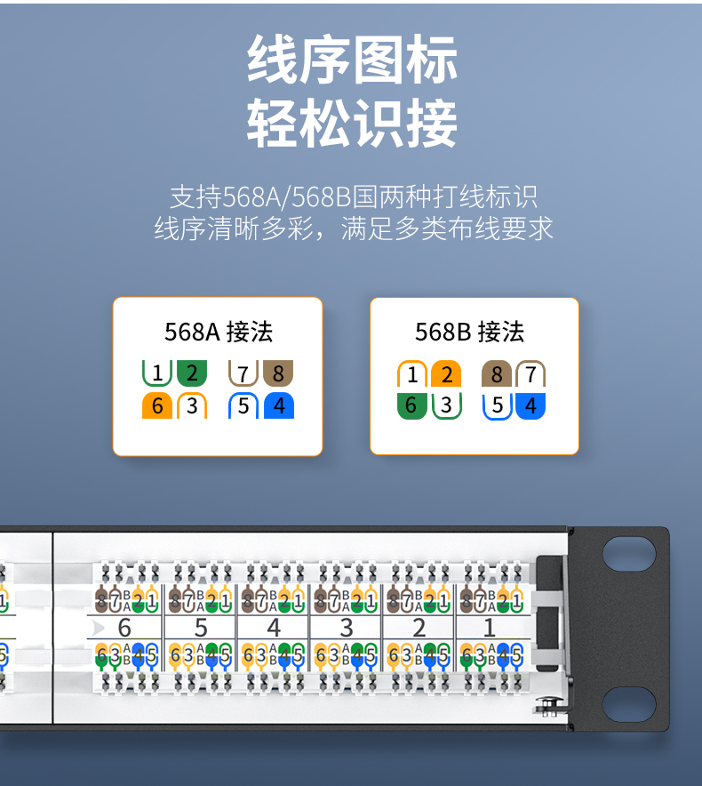 【P910】晶华超五类网络配线架24口（国标保测）带理线架