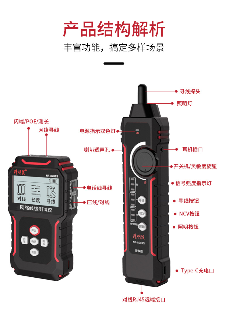 精明鼠NF8209S寻线仪 (售后需返厂维修，时间周期长，接受不了请勿下单）