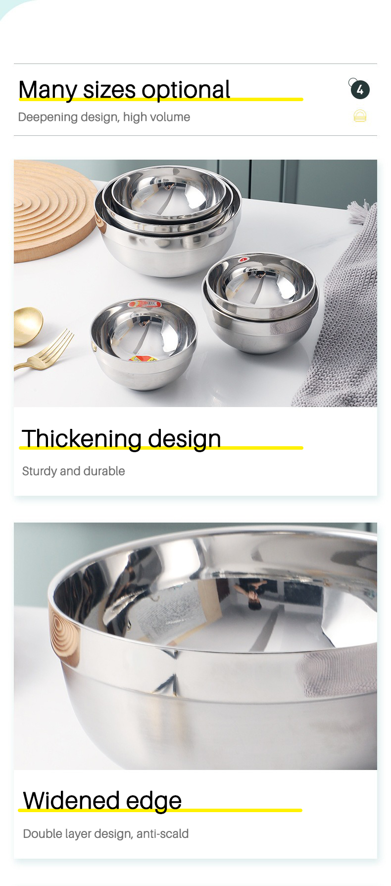 NJSB3 304 & 201 Double Wall Stainless Steel Bowl NJSB3 304 & 201 Double Wall Stainless Steel Bowl