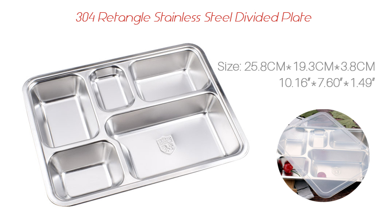 5 Section Stainless Steel Food Tray