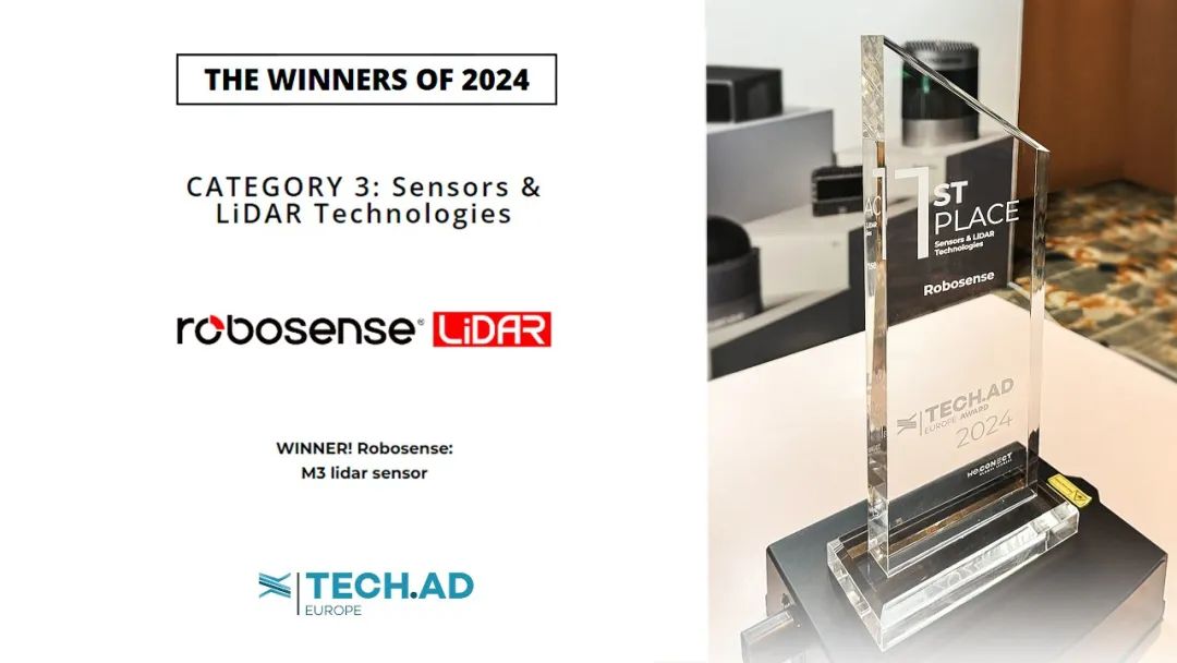 已投企业 | RoboSense荣获2024 Tech.AD Europe Award“传感器与激光雷达技术”大奖