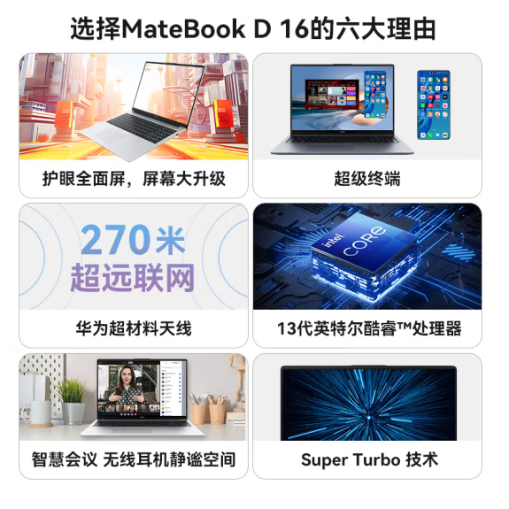 Matebook D16 2024款 I5-13420H/16G/1T/银