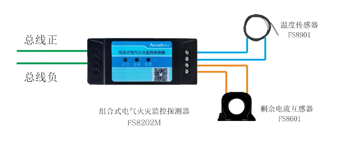 赋安电气火灾监控产品接线图 