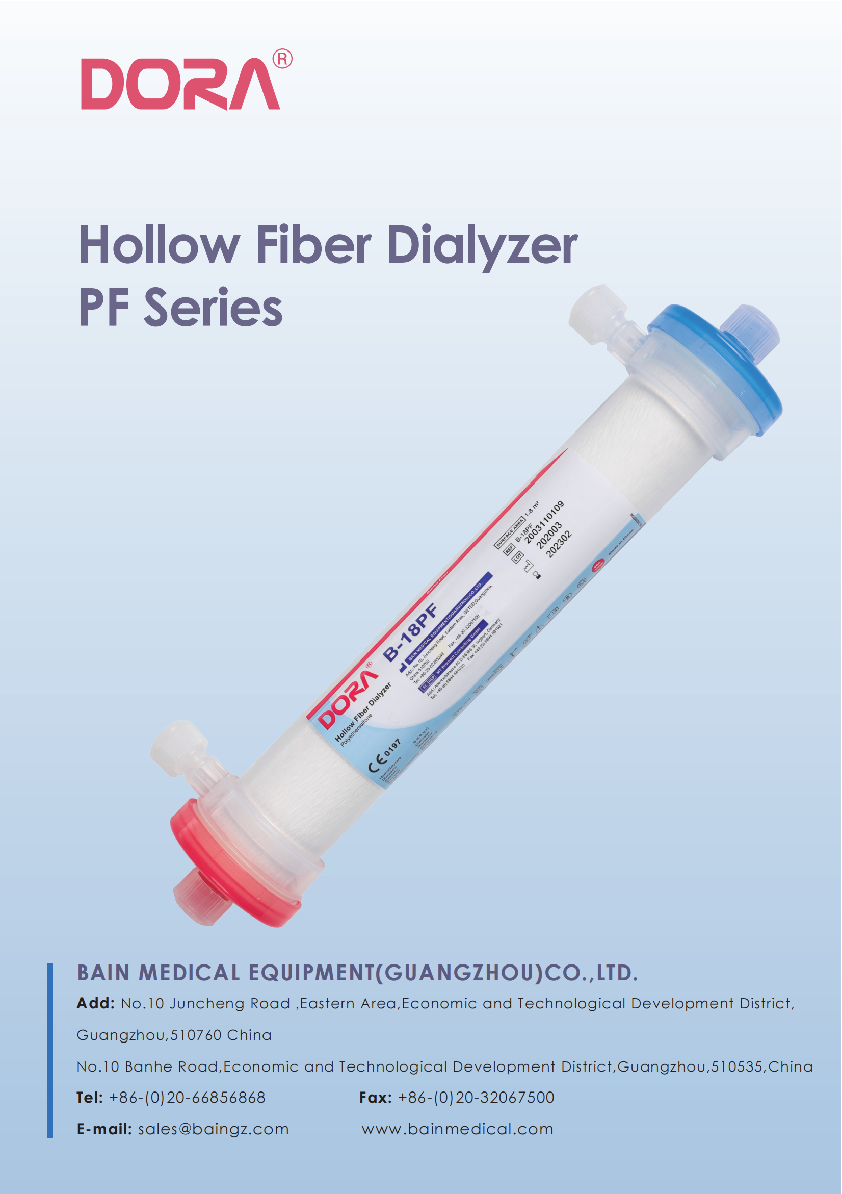 PP Hollow Fiber Dialyzers PF Series