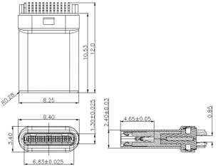 USB 3.1 Type-C PLUG Connector- Stretch style 3.40mm