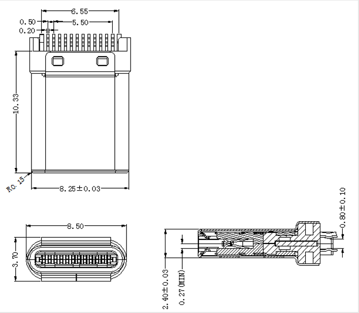        USB C-type plug (riveted shell)