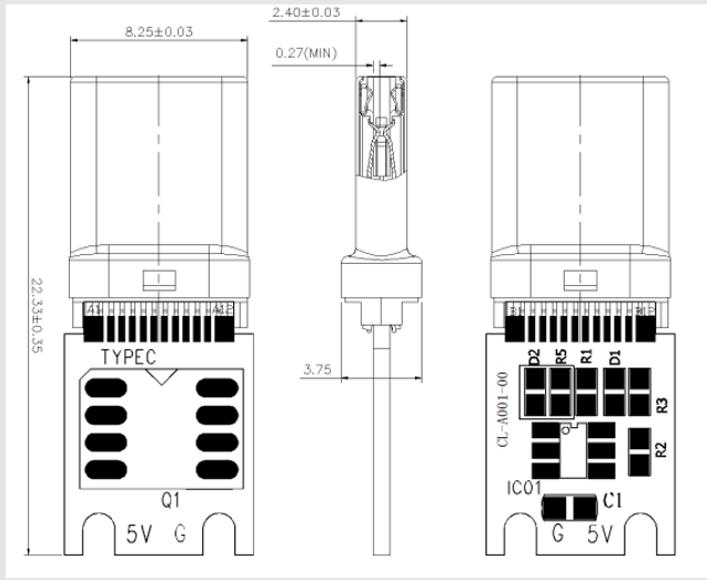 USB 2.0 Type-C PLUG  Finished product-power control