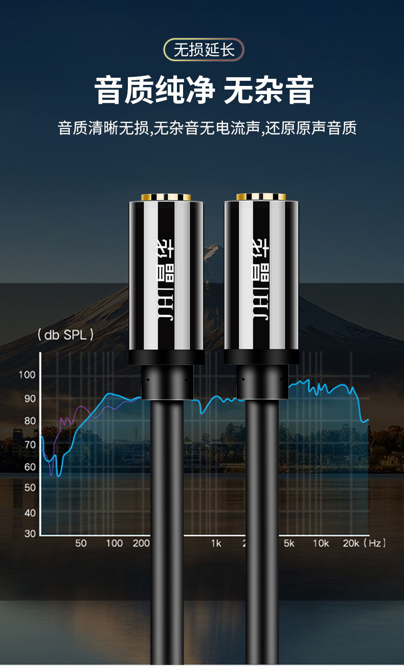 【A141A】晶华音频3.5孔对孔延长线 0.3米