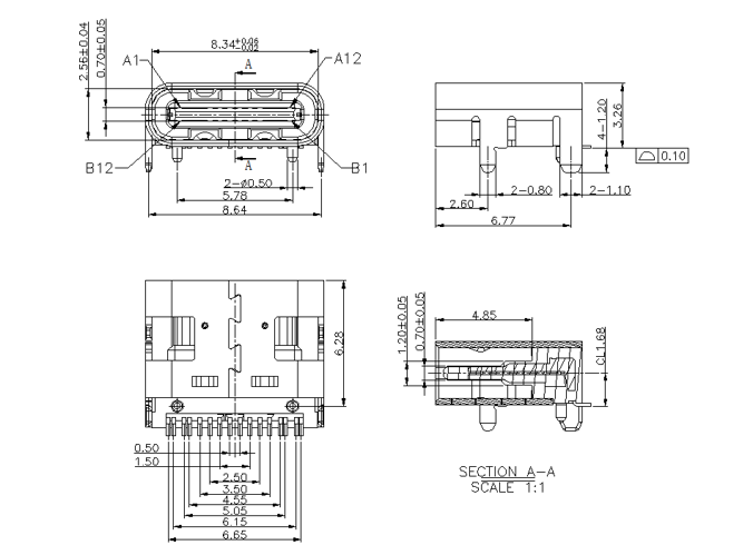 Type C 16pin ON Board Single row Female seat