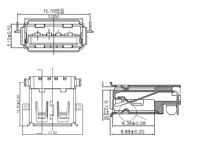 USB 2.0Type A Female