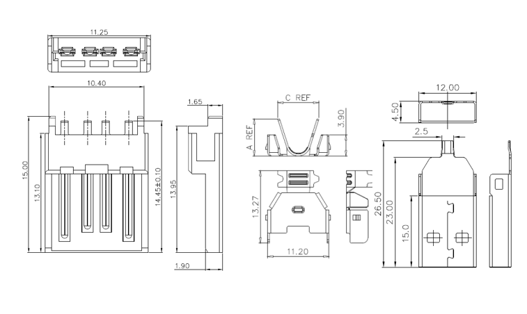 USB 2.0 Type  A Male L=26.5mm