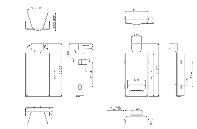 USB Type-C upper and lower shell—25.03mm