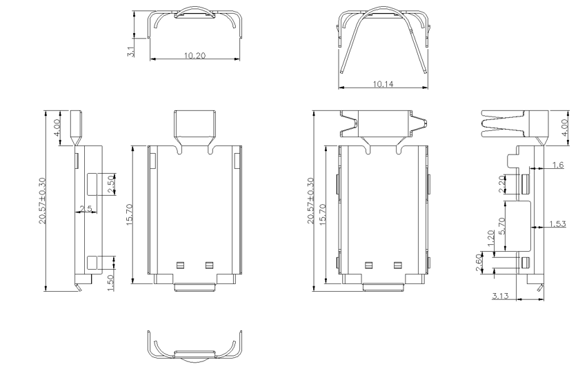 USB Type-C upper and lower shell—20.57mm