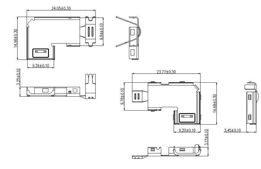 USB Type-C upper and lower shell—24.05mm