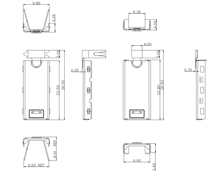 USB Type-C upper and lower shell—26.5mm