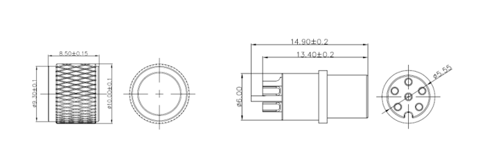 M8-2~6pin Female seat two-piece