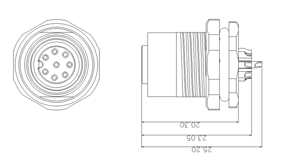 M12 8PIN Female holder semi