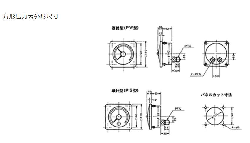 PS110方形压力表KOBATA木幡计器