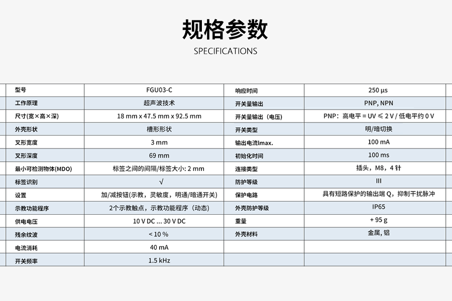 Wisdom in perception, precise positioning - FGU03-C ultrasonic label sensor