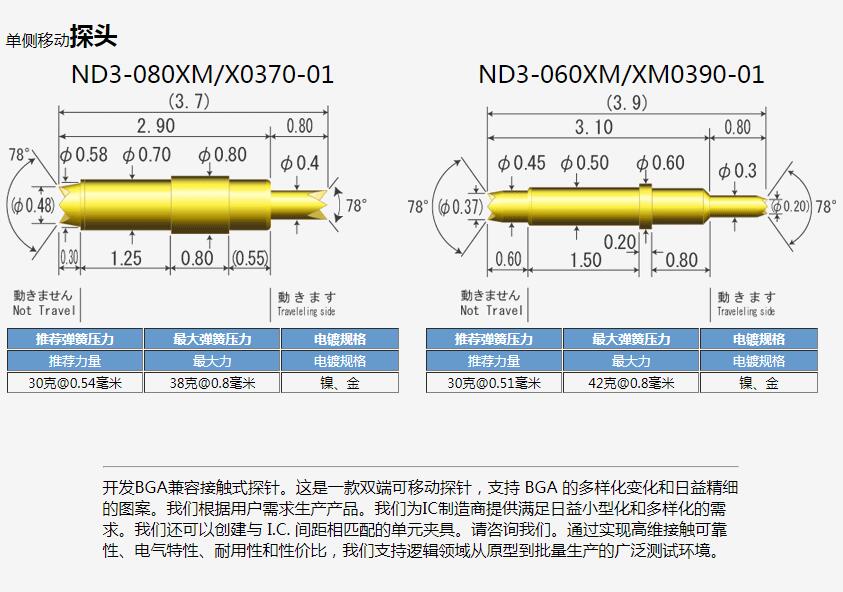 接触探针探头ND3-080XM/X0370-01日本电针NIHONDENSHIN