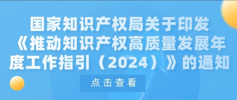 国家知识产权局关于印发《推动知识产权高质量发展年度工作指引（2024）》的通知
