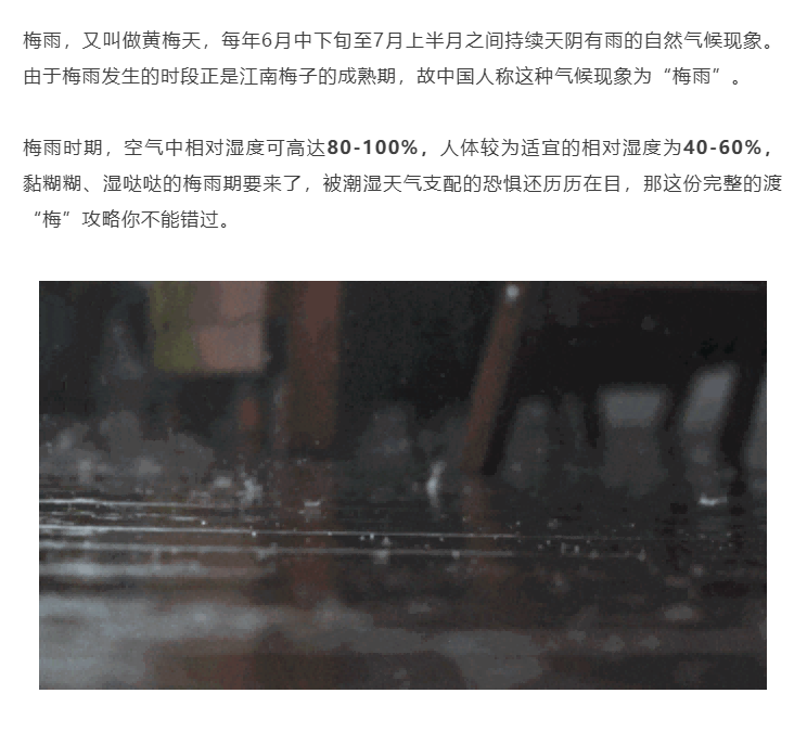 叮~梅雨季来临，这份渡梅攻略你不能错过！