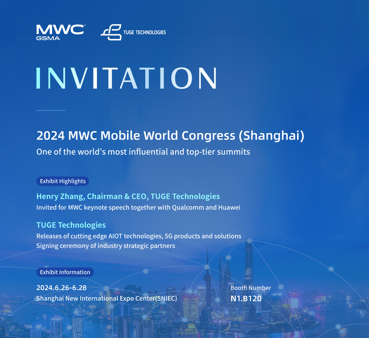 2024 MWC Invitation | TUGE Technologies grandly invites you to meet the world-class summit!