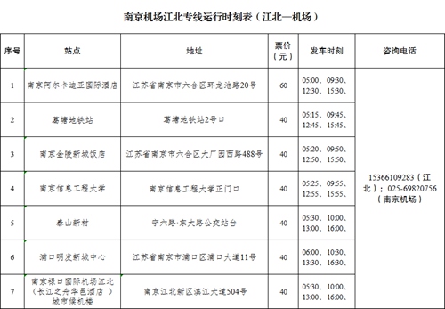 集团东渡（定制）公司江北—禄口机场专线7月8日开通