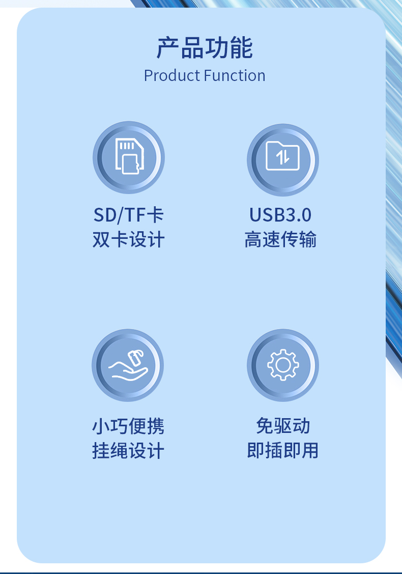 【D403】晶华二合一读卡器USB3.0（TF+SD)