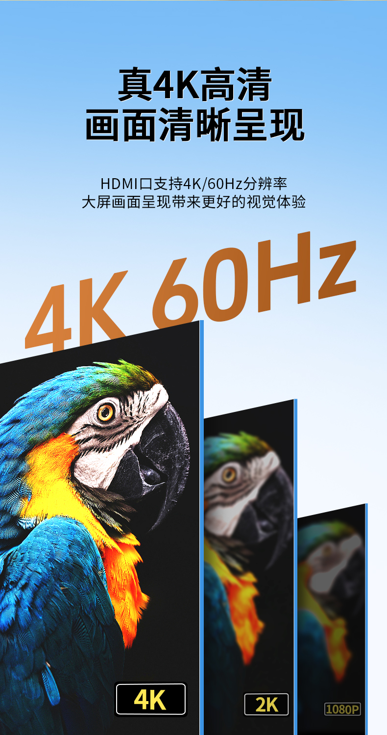 【Z830F】晶华TYPE-C转HDMI线 1.8米4K@60HZ