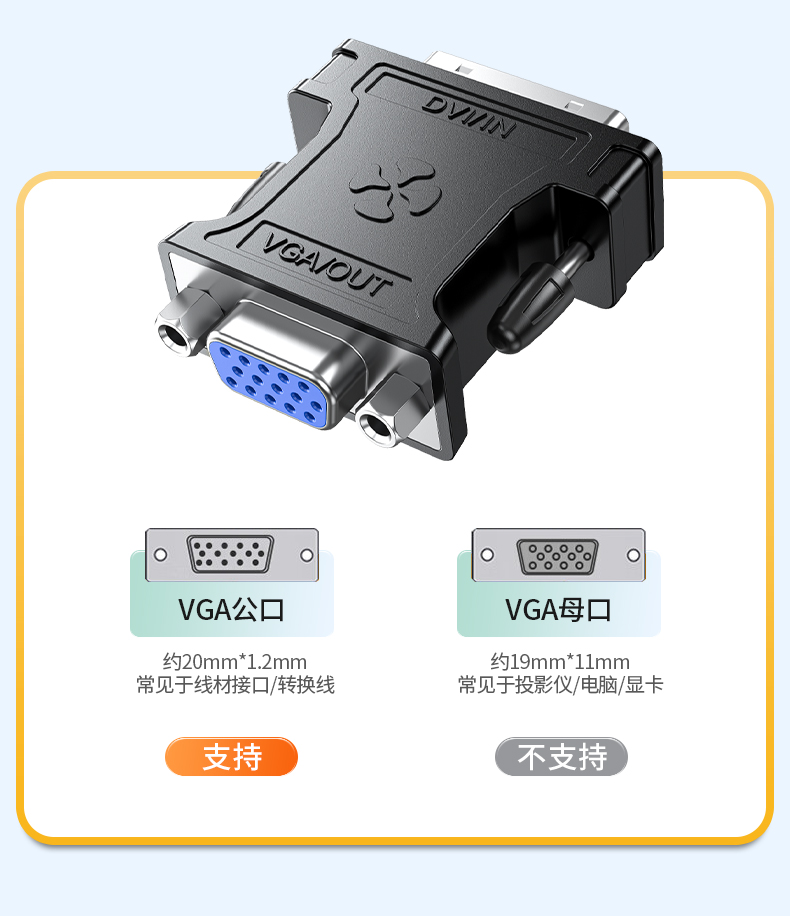 【Z121】晶华DVI转VGA转接头（24+1带芯片）