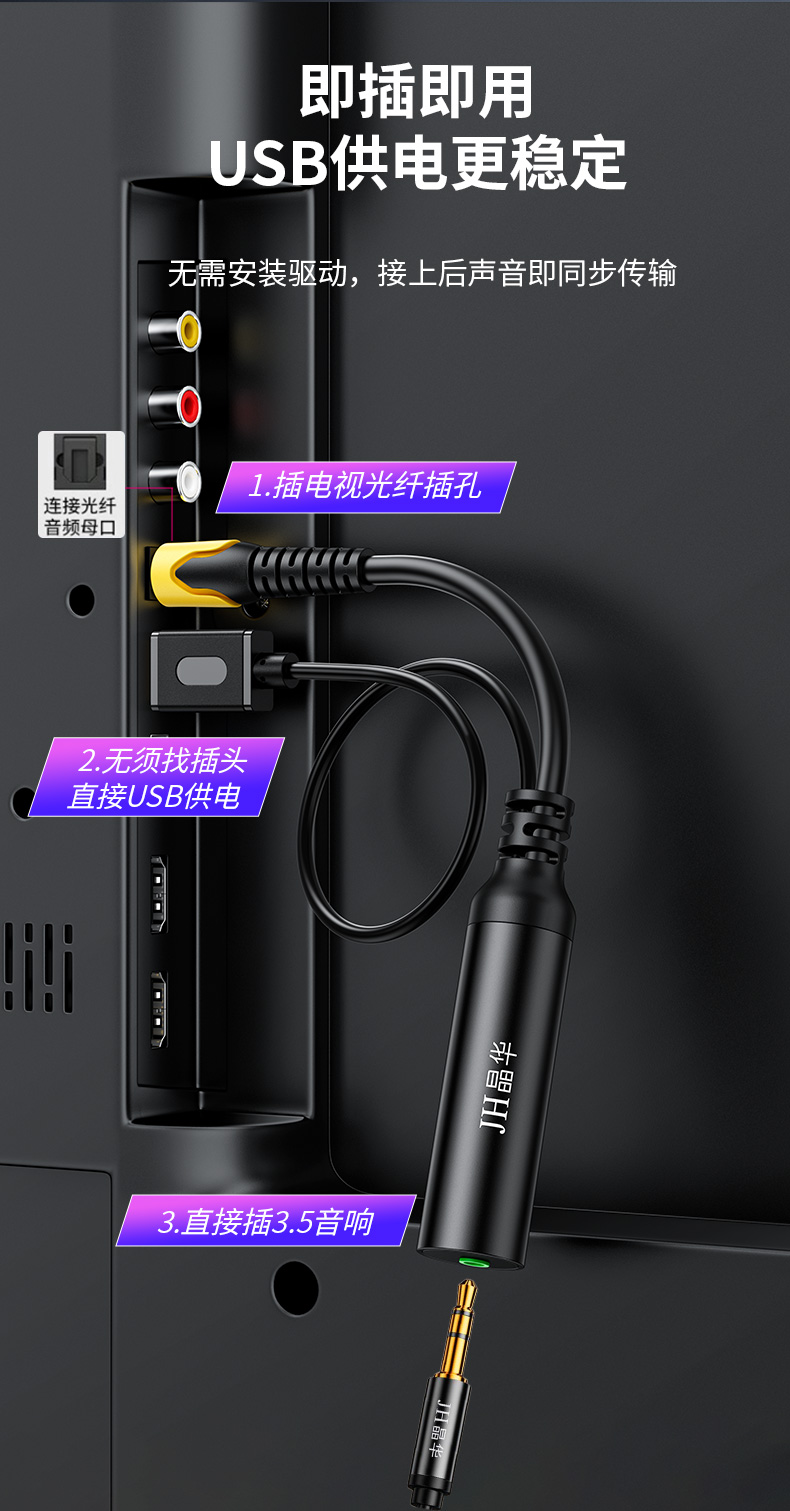 【Z241】晶华光纤转3.5孔音频转接线