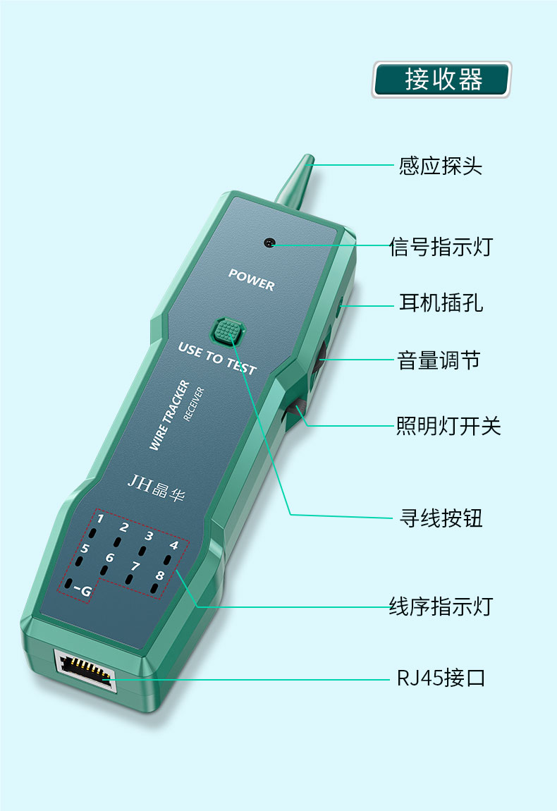 【P725】晶华寻线仪双用（网线电话线）支持POE带电寻线