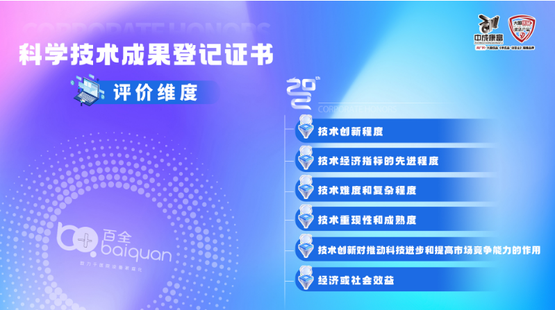 百全毫米波治疗仪技术荣获“科学技术成果登记证书”中成康富获国家权威机构认可！